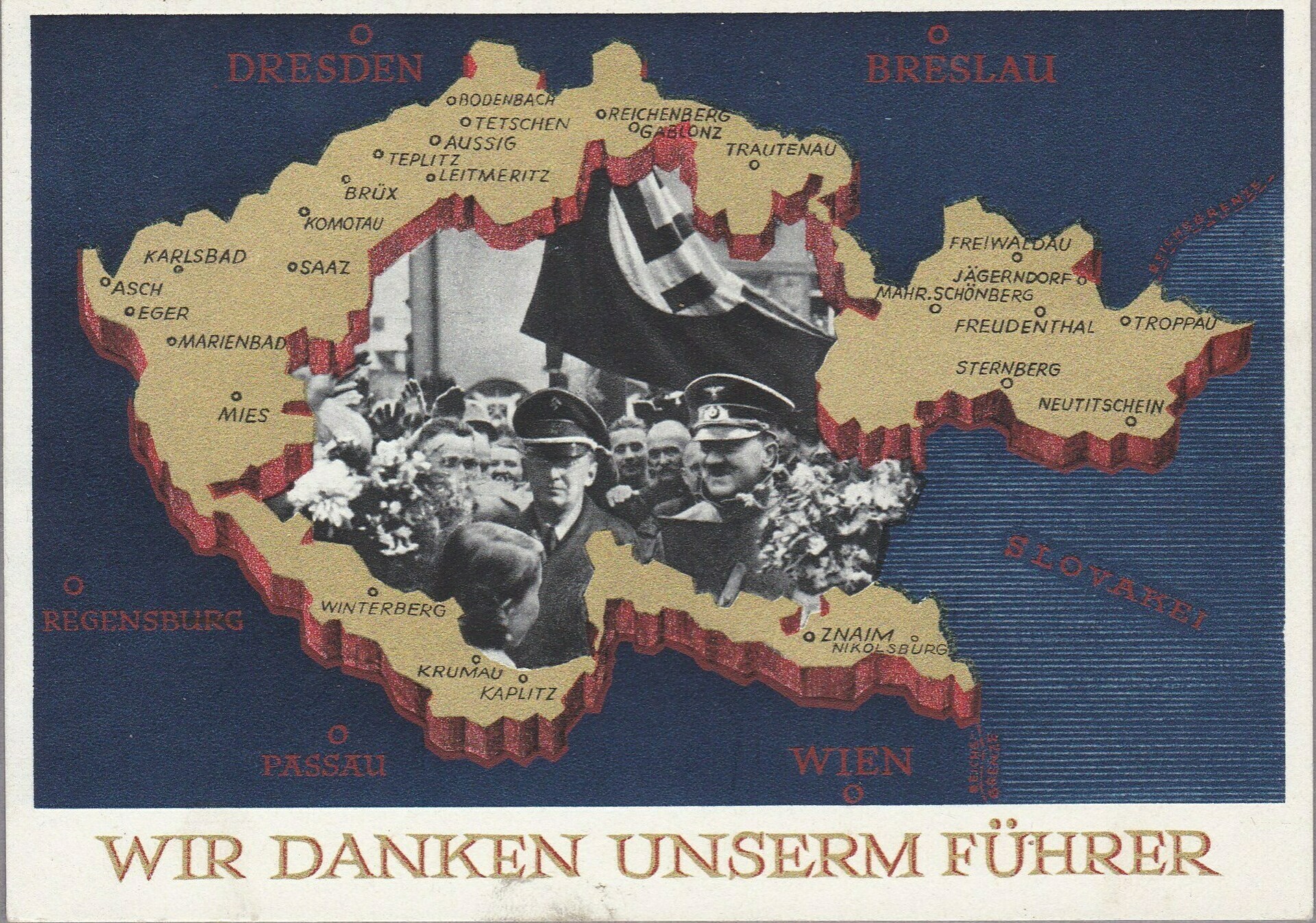 Wir Danken Unserm Führer Propaganda Postcard